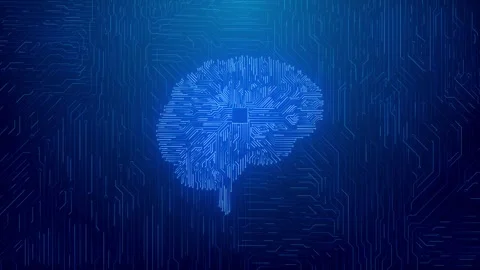 Futuristic Digital Human Brain Circuit Animation Stock Footage 315385920