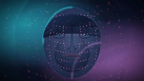 Futuristic Digital Human Face Scan with Biometric Recognition and Artificial Stock Footage 341833027
