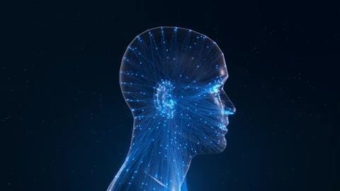 Futuristic Digital Human Head Neural Network Futuristic Connections neural data 스톡 동영상 342783071