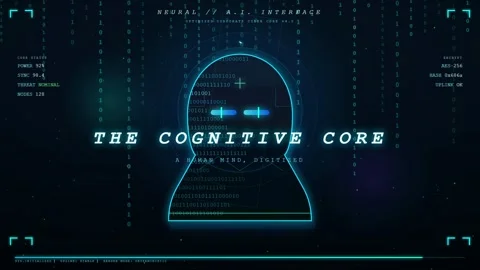 Futuristic Digital Human Silhouette with Binary Code and Artificial Vidéo 345752378