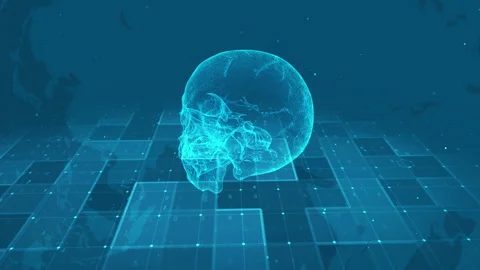 Futuristic Digital Human Skull Anatomy with Medical Data Interface Stock Footage 339124694