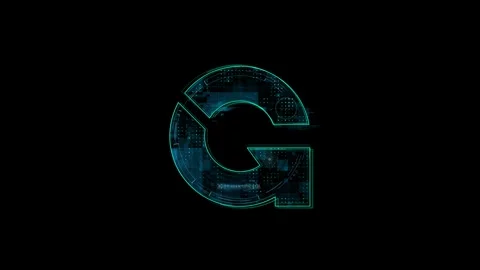 Futuristic Digital Icon with Glowing Blue Tech Elements on Dark Background Stock Footage 341918010