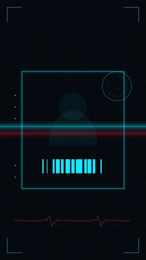 Futuristic Digital Identity Scanner Interface with Glowing Barcode Stock Footage 346207281