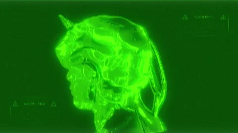 Futuristic Digital Illustration of Human Head with Virtual Reality Elements  Stock Footage 297771806