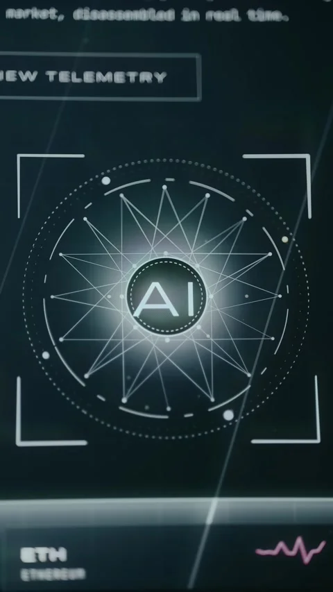 Futuristic digital illustration symbolizing artificial intelligence Stock Footage 333840569
