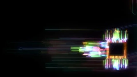 Futuristic digital intelligent chip data processing technology full power and Stock Illustration