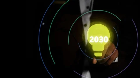 Futuristic Digital Interaction with 2030 Vision, Person interacts with futu.. 動画素材 327856598