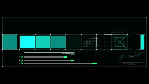 Futuristic Digital Interface with Abstract Geometric Data Visualization Stock-Footage 341917960