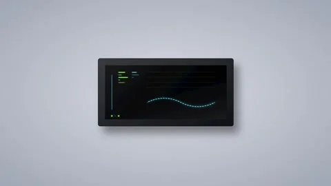 Futuristic Digital Interface with Animated Blue Waveform and Data Elements .. Stock Footage 345694148