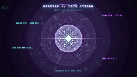 Futuristic Digital Interface with Animated Data Stream and HUD Elements on Dark Stock Footage 343154466