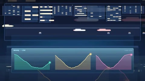 Futuristic Digital Interface with Animated Data Graphs and Moving Technical HUD 스톡 동영상 343438905