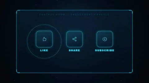 Futuristic Digital Interface with Animated Like Share and Subscribe Buttons on Stock Footage 344773698