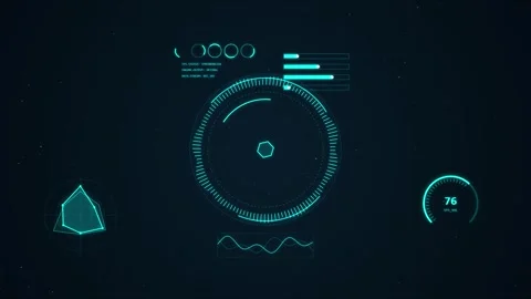 Futuristic digital interface animation with data processing elements on dar.. Stock Footage 345334363