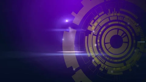 Futuristic digital interface animation with rotating circular elements and Stock Footage 306432918