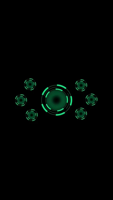 Futuristic digital interface animation showing glowing green circular hud e.. Stock Footage 338039422