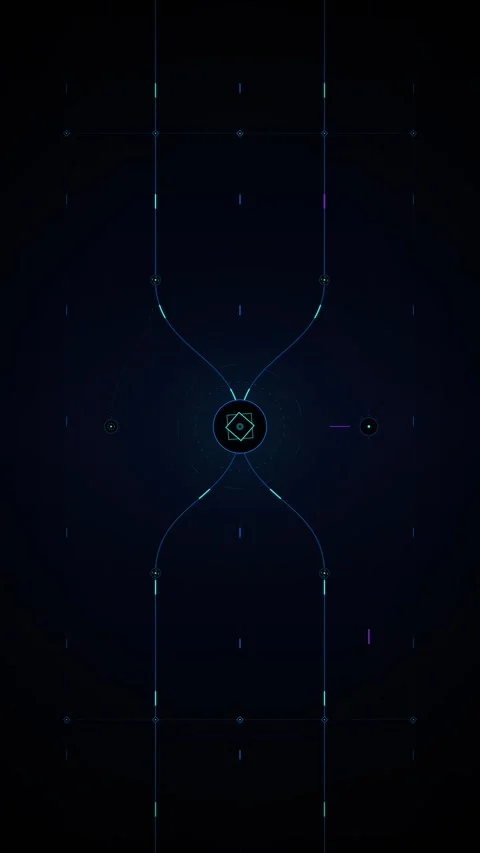 Futuristic digital interface background, with glowing geometric, data nodes.. 库存影片 348283556