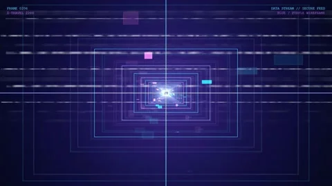 Futuristic Digital Interface with Blue Glowing HUD Elements and Data Processing Stock Footage 343152457