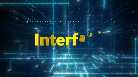 Futuristic digital interface with blue neon lights Stock Footage 337315829