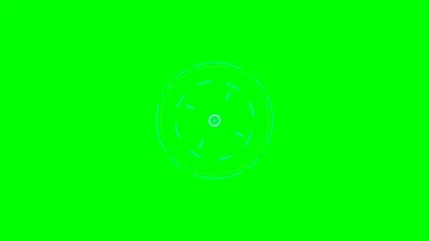 Futuristic digital interface circle target element on a chroma green screen Stock Footage 340903736