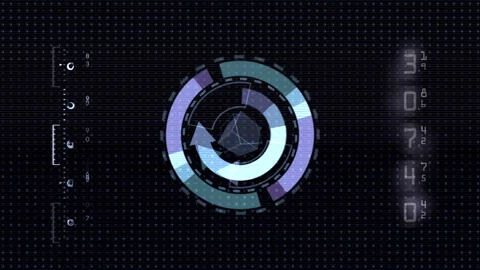 Futuristic Digital Interface with Circular Data Visualization Elements Stock Footage 305833640