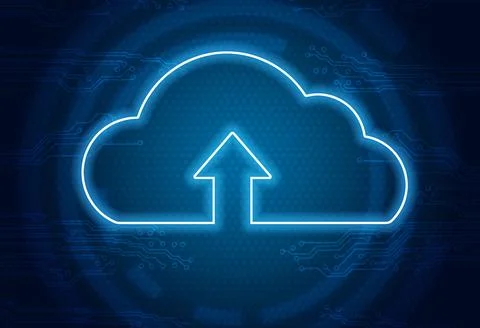 Futuristic digital interface with computing cloud 写真素材