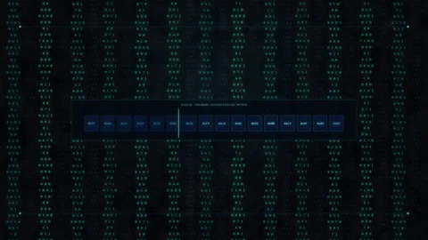 Futuristic digital interface with cyber data matrix and software code Видео 347200856