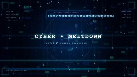 Futuristic Digital Interface with Cyber Meltdown Text and Animated Data Stock Footage 345751278