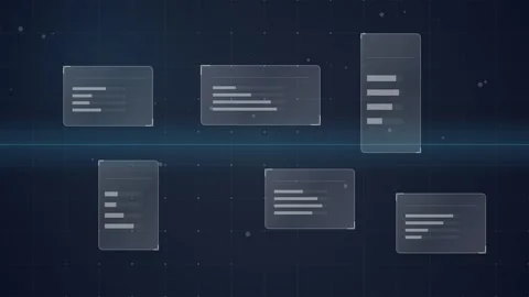 Futuristic Digital Interface with Data Analytics and Graphs on a Dark Grid .. Stock Footage 347561239