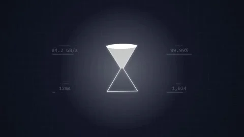 Futuristic Digital Interface with Data Analytics and Hourglass Icon Stock Footage 348572523