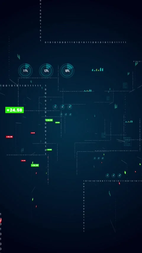 Futuristic Digital Interface with Data Grid Animation. Stock Footage 317302852