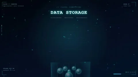 Futuristic Digital Interface with Data Storage Text and Abstract Blue Stock Footage 345754919