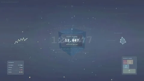 Futuristic digital interface with data visualization and holographic elements Stock Footage 340025411