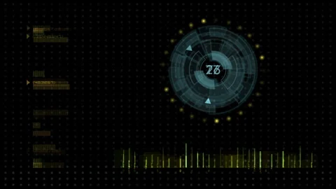 Futuristic Digital Interface Display Featuring a Circular Data Visualization Video stock 303560927