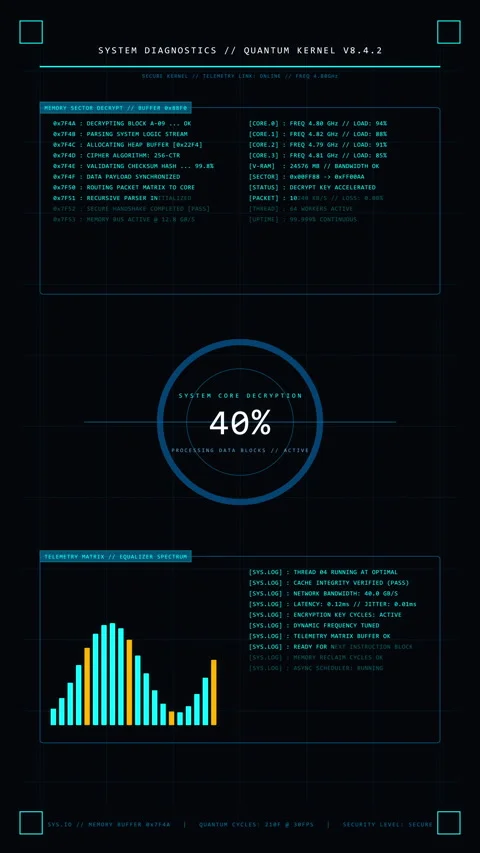 Futuristic digital interface displaying data analysis and HUD technology Stock Footage 347567655