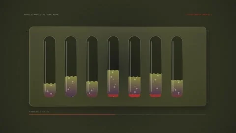 Futuristic Digital Interface Displaying Fluid Dynamics in a Tube Array with.. Stock Footage 347359826