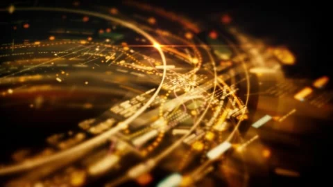 Futuristic digital interface with dynamic matrix motion Stock Footage 318443071