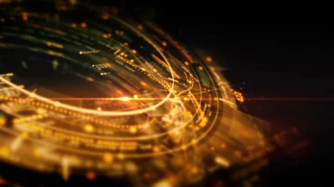 Futuristic digital interface with dynamic matrix motion Stock Footage 318500508