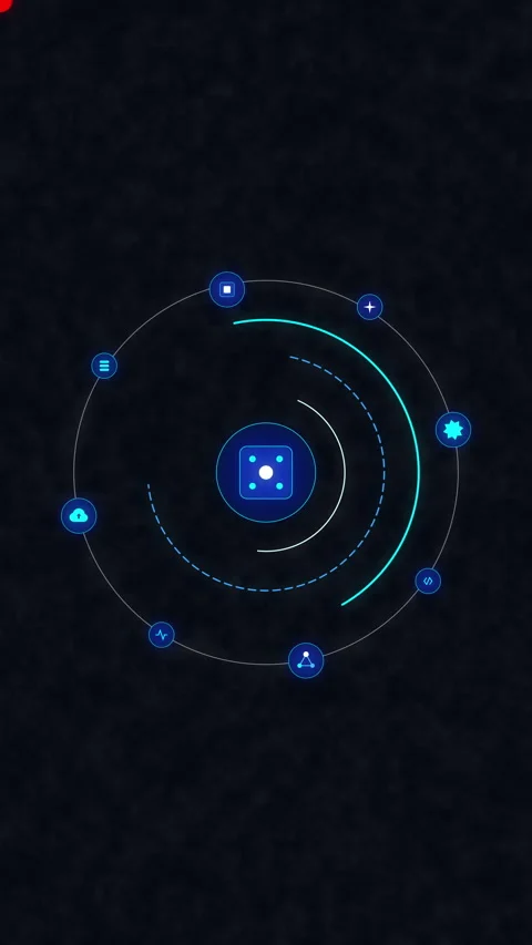 Futuristic digital interface element, rotating orbital scan, motion graphic.. Stock Footage 348336291