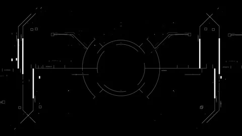 Futuristic Digital Interface Elements on Black Background in Hi-Tech Style Stock Footage 341374339