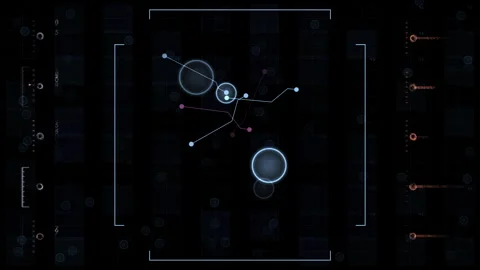 Futuristic Digital Interface Floating Colored Nodes Animation Stock Footage 293302961