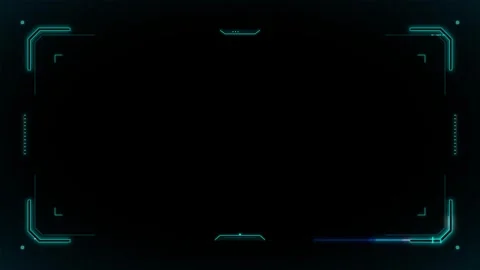 Futuristic digital interface frame with glowing cyan lines and data on a da.. 動画素材 335826590