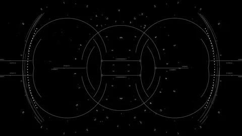 Futuristic Digital Interface with Geometric Circular Patterns Stock Footage 341374332