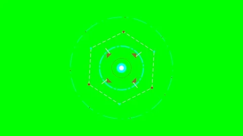 Futuristic digital interface with geometric light circles on green screen Stock Footage 341823924