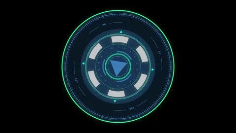 Futuristic Digital Interface with Geometric Shapes and Vibrant Blue Green D.. 動画素材 341917954