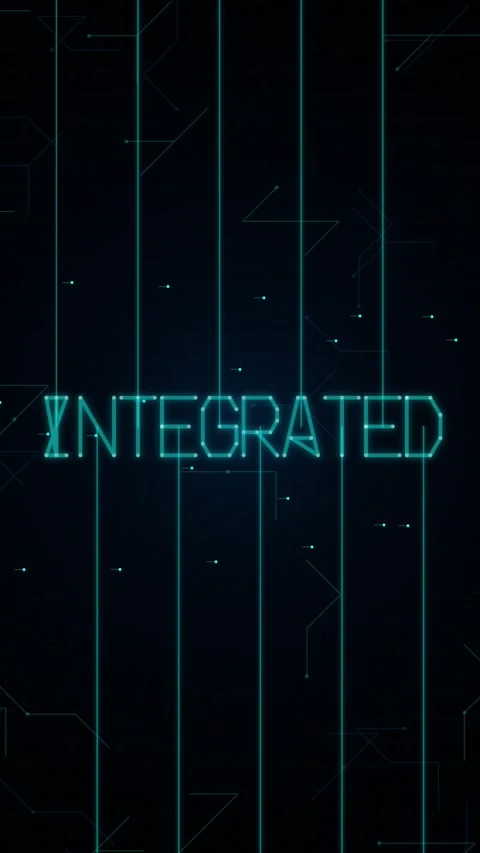 Futuristic Digital Interface with Glitch Text and Vertical Data Lines Stock Footage 346204011