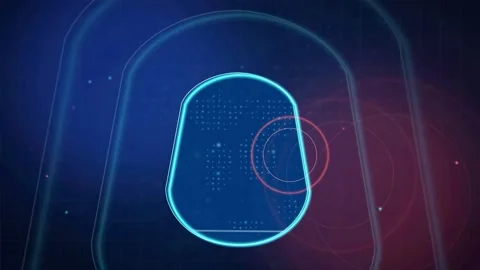 Futuristic Digital Interface with Glowing Blue HUD Elements and Animated Data Stock Footage 341827460