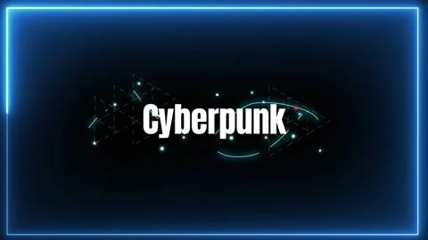 Futuristic digital interface with glowing blue neon borders and floating white Stock-Footage 343805375