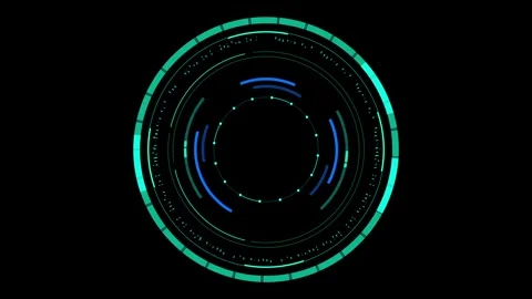Futuristic Digital Interface with Glowing Circular Patterns and Blue Accents 스톡 동영상 341917903