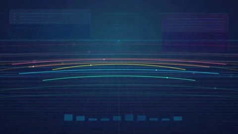 Futuristic Digital Interface with Glowing Data Lines and Abstract HUD Elements Stock Footage 340398106