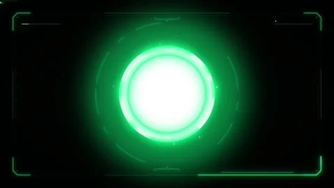 Futuristic digital interface with glowing green concentric circles and a br.. 動画素材 335826645